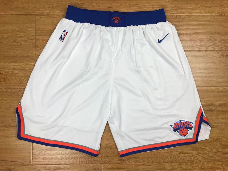 2018 Men NBA Nike New York Knicks white shorts->->NBA Jersey